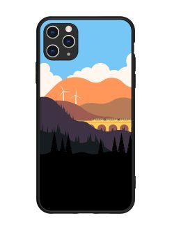 Minimal Mountain Vector Glossy Metal Phone Cover for Apple Iphone 11 Pro Max