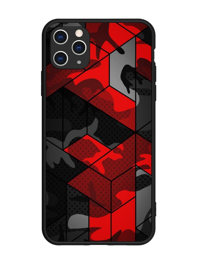 Royal Red Camouflage Pattern Glossy Metal Phone Cover for Apple Iphone 11 Pro Max
