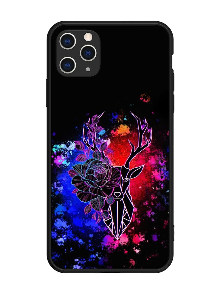 Floral Deer Art Glossy Metal Phone Cover for Apple Iphone 11 Pro Max