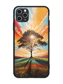 Abstract Tree Colorful Art Glossy Metal Phone Cover for Apple Iphone 11 Pro Max