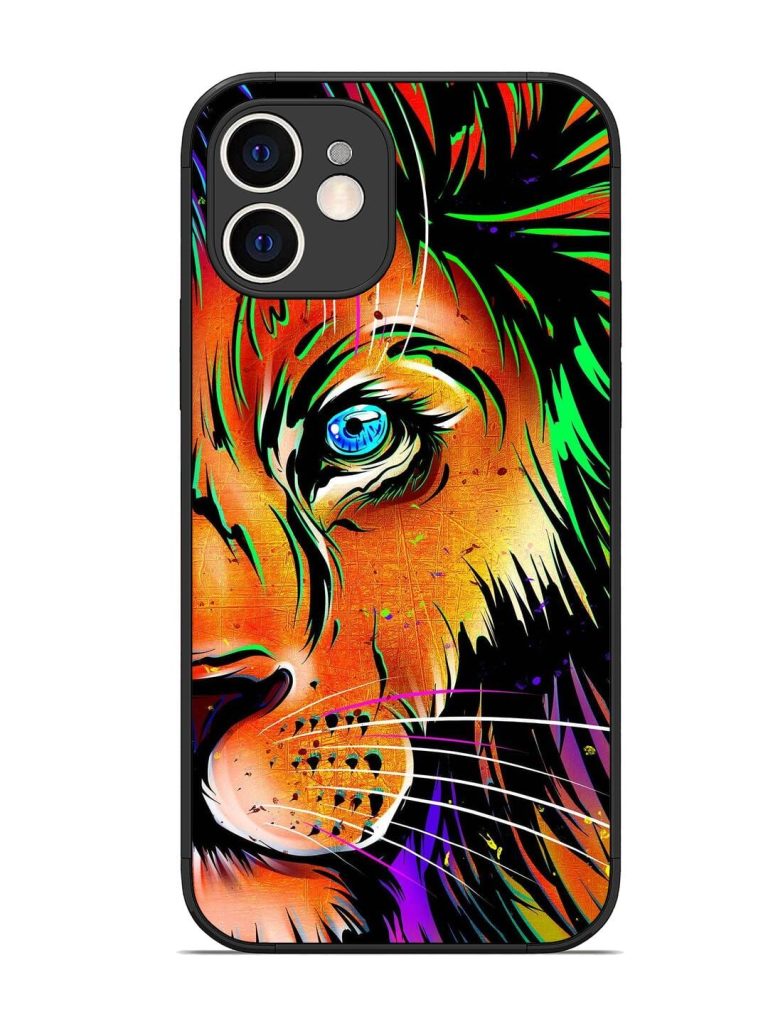 Colorful Lion Design Glossy Metal TPU Phone Cover for Apple Iphone 12