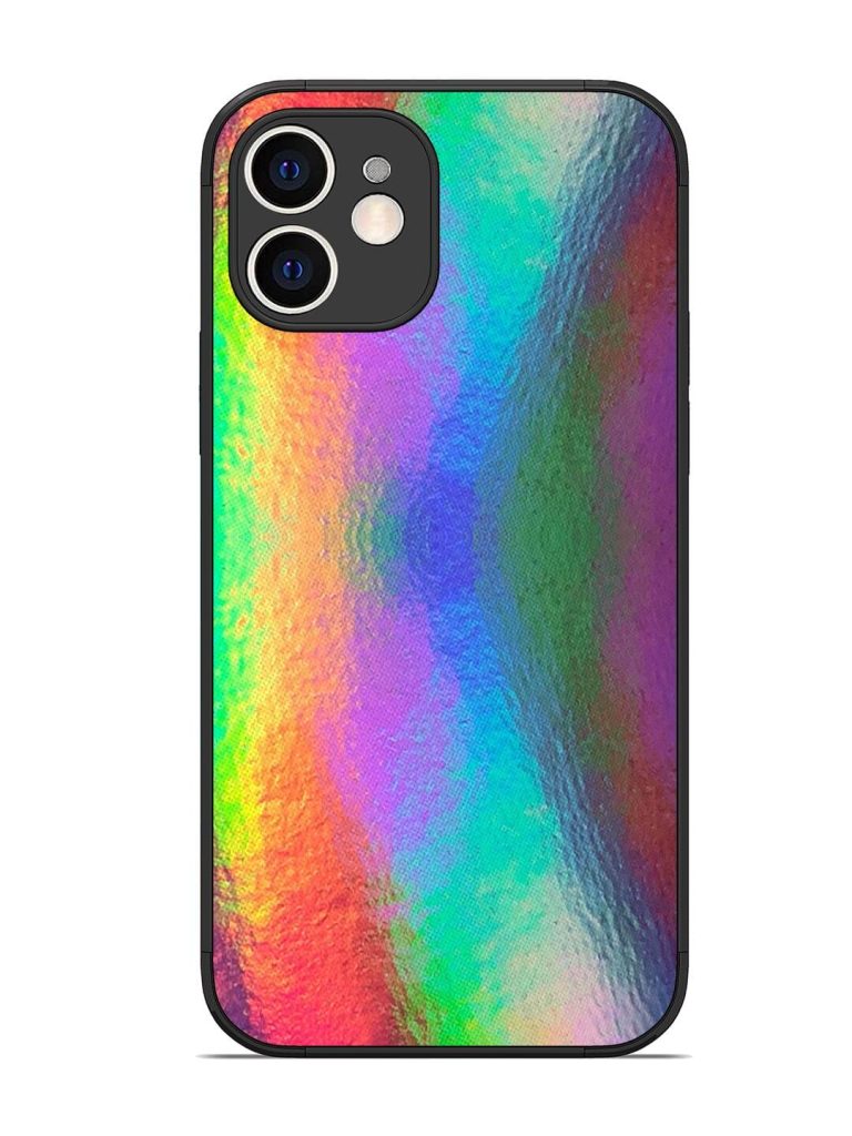 Colorful Holographic Background Glossy Metal TPU Phone Cover for Apple Iphone 12
