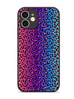 Colorful Leopard Seamless Glossy Metal Phone Cover for Apple Iphone 12
