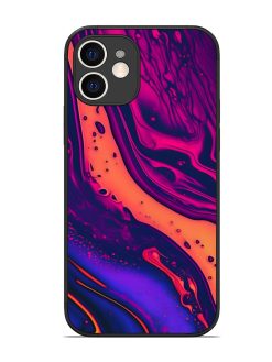 Fluid Blue Pink Art Glossy Metal Phone Cover for Apple Iphone 12