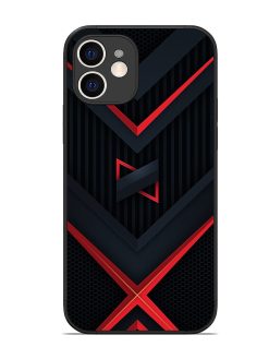 Red Gray Abstract Glossy Metal Phone Cover for Apple Iphone 12