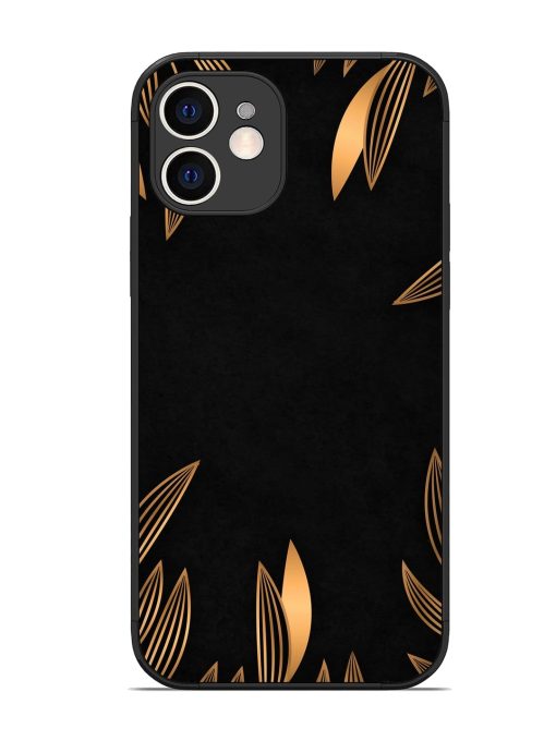 Golden Leaf Pattern Glossy Metal Phone Cover for Apple Iphone 12 Edge Zapvi