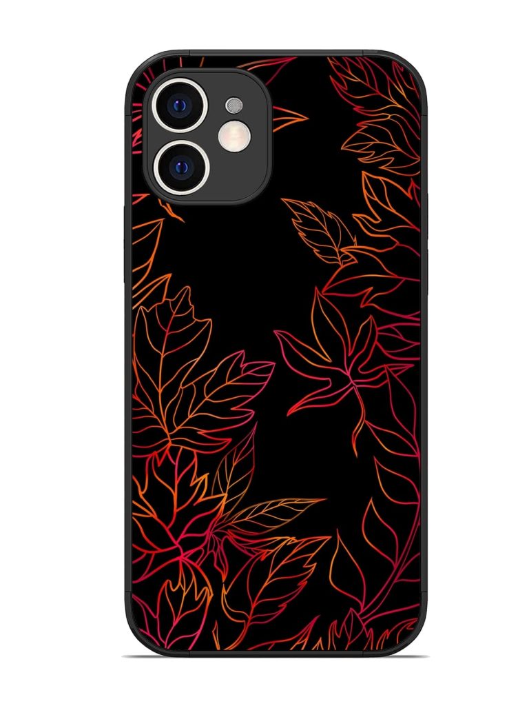 Red Floral Pattern Glossy Metal Phone Cover for Apple Iphone 12