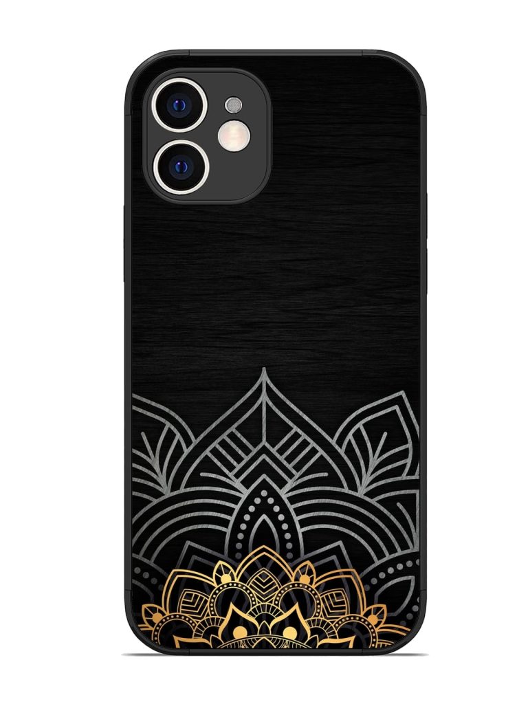 Decorative Golden Pattern Glossy Metal Phone Cover for Apple Iphone 12