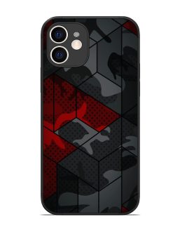 Red And Grey Pattern Glossy Metal Phone Cover for Apple Iphone 12