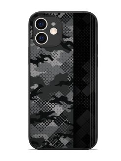 Dark Camouflage Glossy Metal Phone Cover for Apple Iphone 12