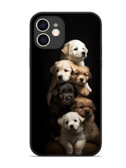 Cute Baby Dogs Glossy Metal Phone Cover for Apple Iphone 12