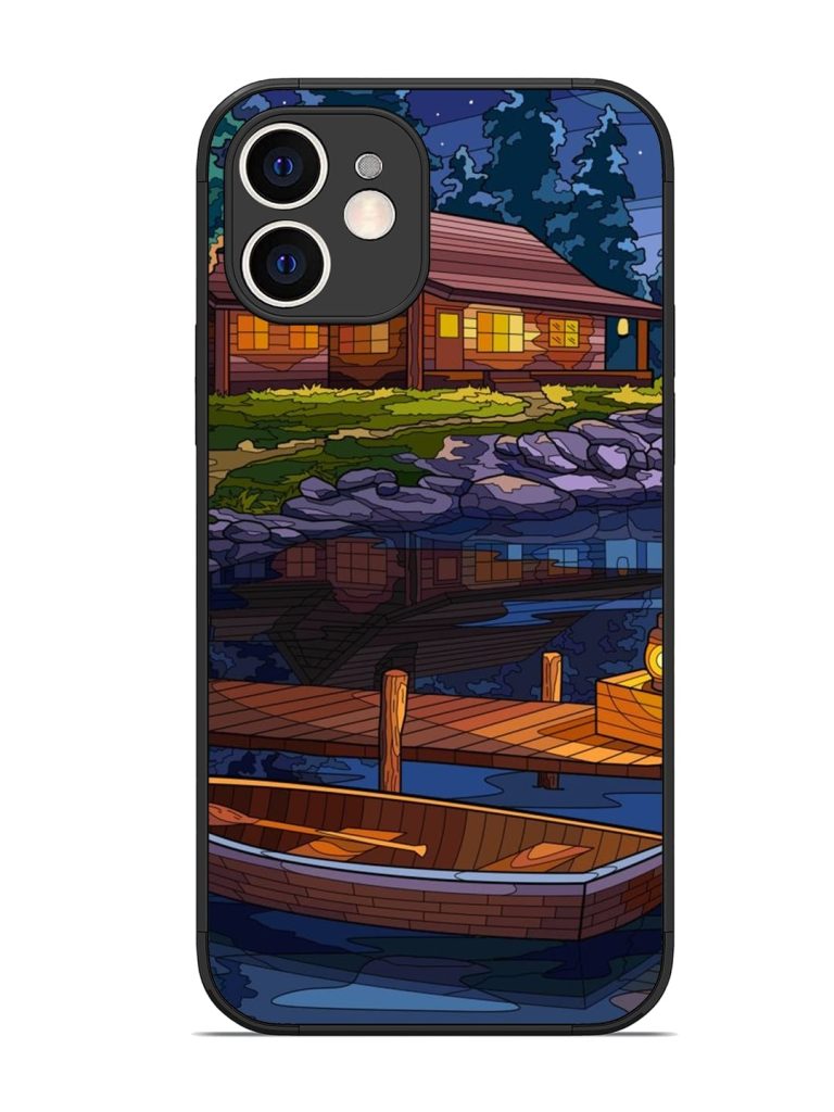Village Night Scene Glossy Metal Phone Cover for Apple Iphone 12