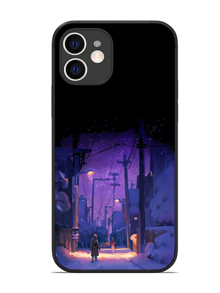 Winter Anime Art Glossy Metal Phone Cover for Apple Iphone 12