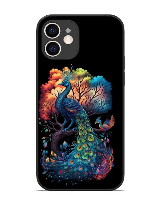 Peacock Tree Art Glossy Metal Phone Cover for Apple Iphone 12 Edge Zapvi