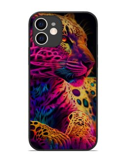 Leopard Art Glossy Metal Phone Cover for Apple Iphone 12