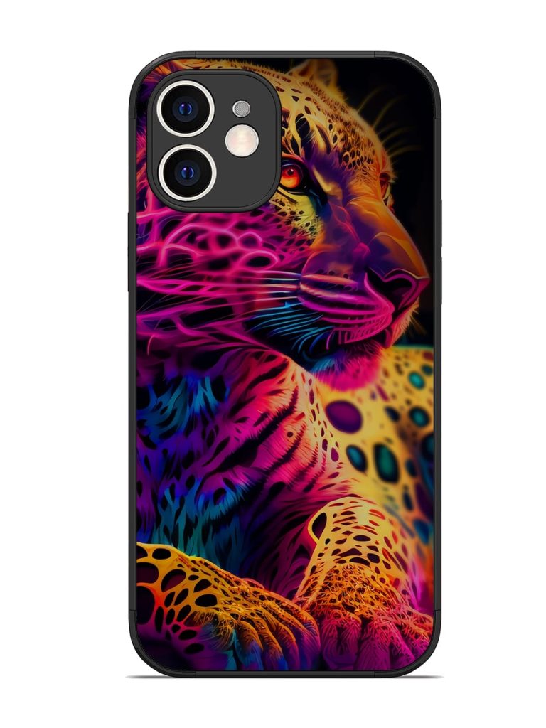 Leopard Art Glossy Metal Phone Cover for Apple Iphone 12