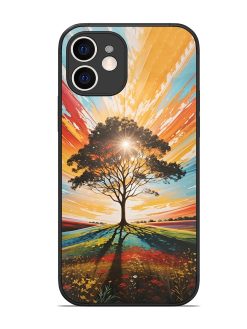 Abstract Tree Colorful Art Glossy Metal Phone Cover for Apple Iphone 12