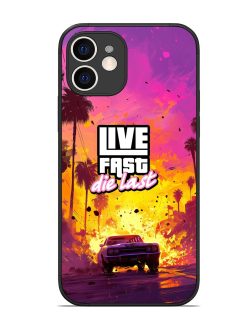 Live Fast Glossy Metal Phone Cover for Apple Iphone 12