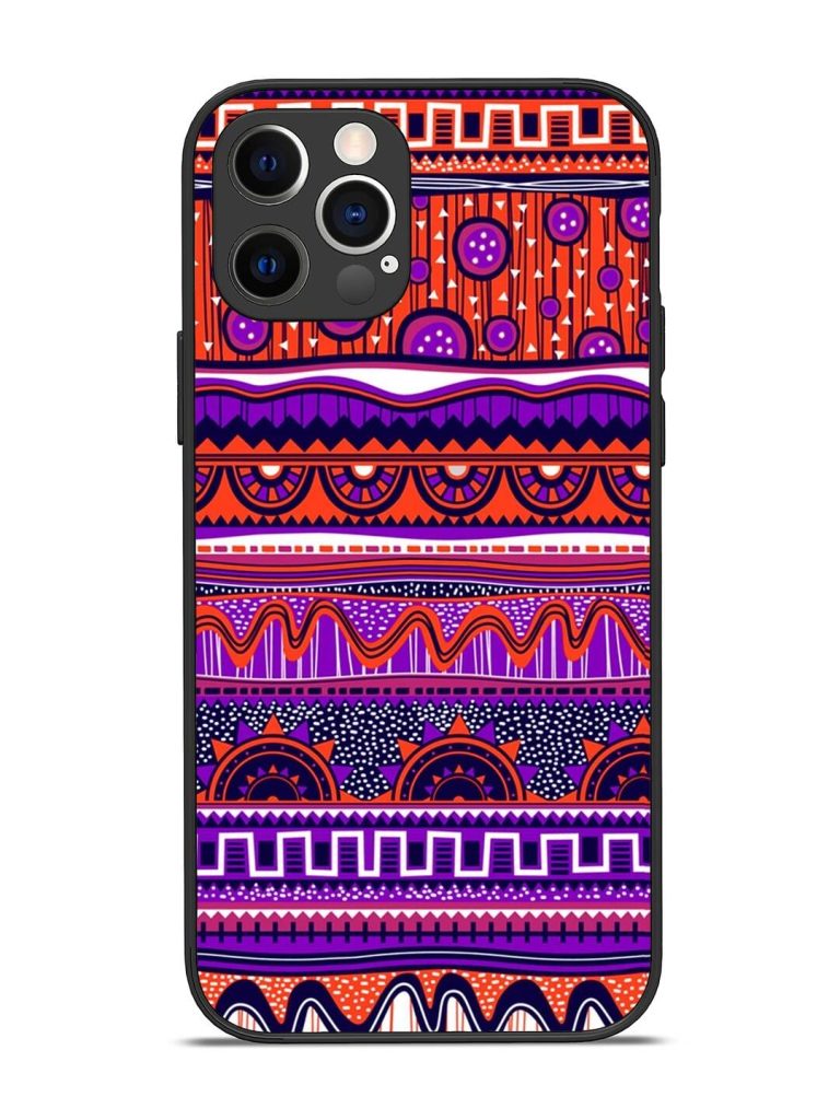 Ethnic Seamless Pattern Glossy Metal TPU Phone Cover for Apple Iphone 12 Pro