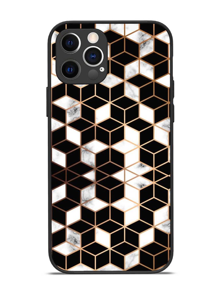 Vector Marble Texture Glossy Metal Phone Cover for Apple Iphone 12 Pro