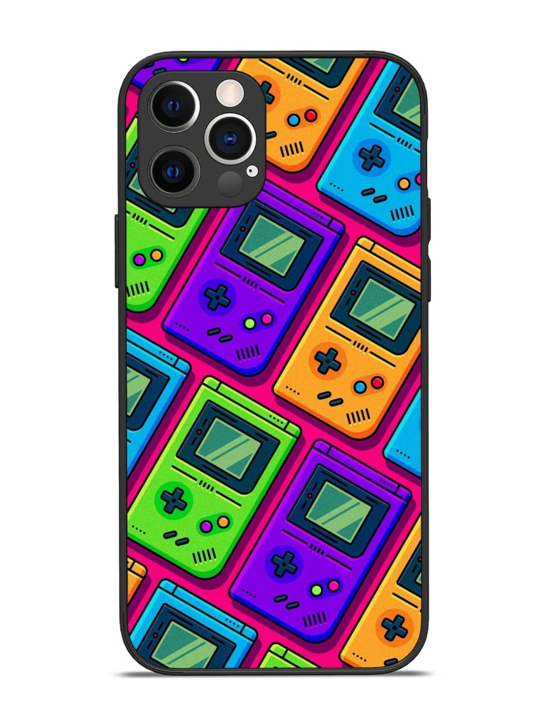 Game Seamless Pattern Glossy Metal Phone Cover for Apple Iphone 12 Pro