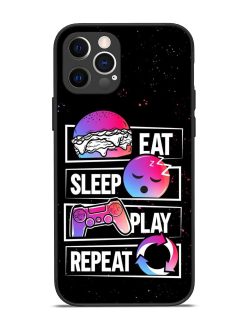 Eat Sleep Play Repeat Glossy Metal Phone Cover for Apple Iphone 12 Pro