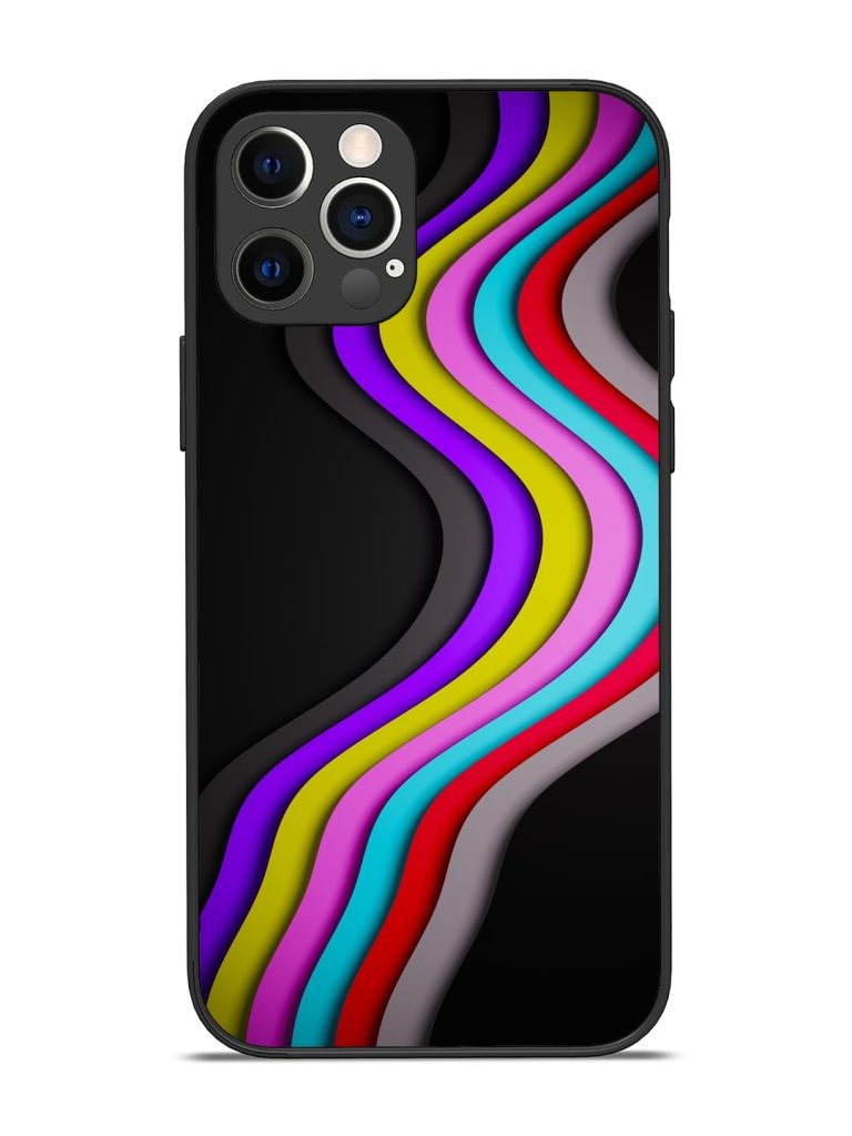 Liquid Blue Abstract Glossy Metal Phone Cover for Apple Iphone 12 Pro