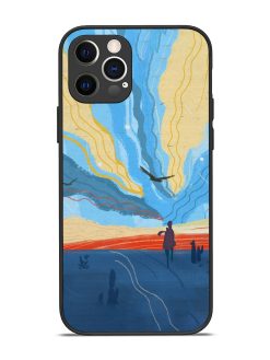 Minimal Abstract Landscape Glossy Metal Phone Cover for Apple Iphone 12 Pro