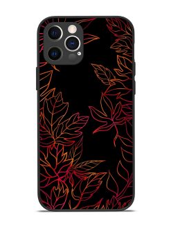 Red Floral Pattern Glossy Metal Phone Cover for Apple Iphone 12 Pro