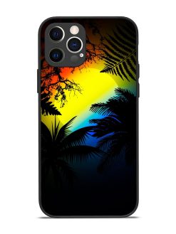 Colorful Sunset With Palm Trees Glossy Metal Phone Cover for Apple Iphone 12 Pro