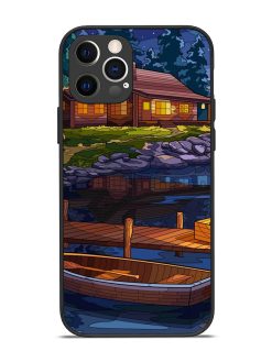 Village Night Scene Glossy Metal Phone Cover for Apple Iphone 12 Pro