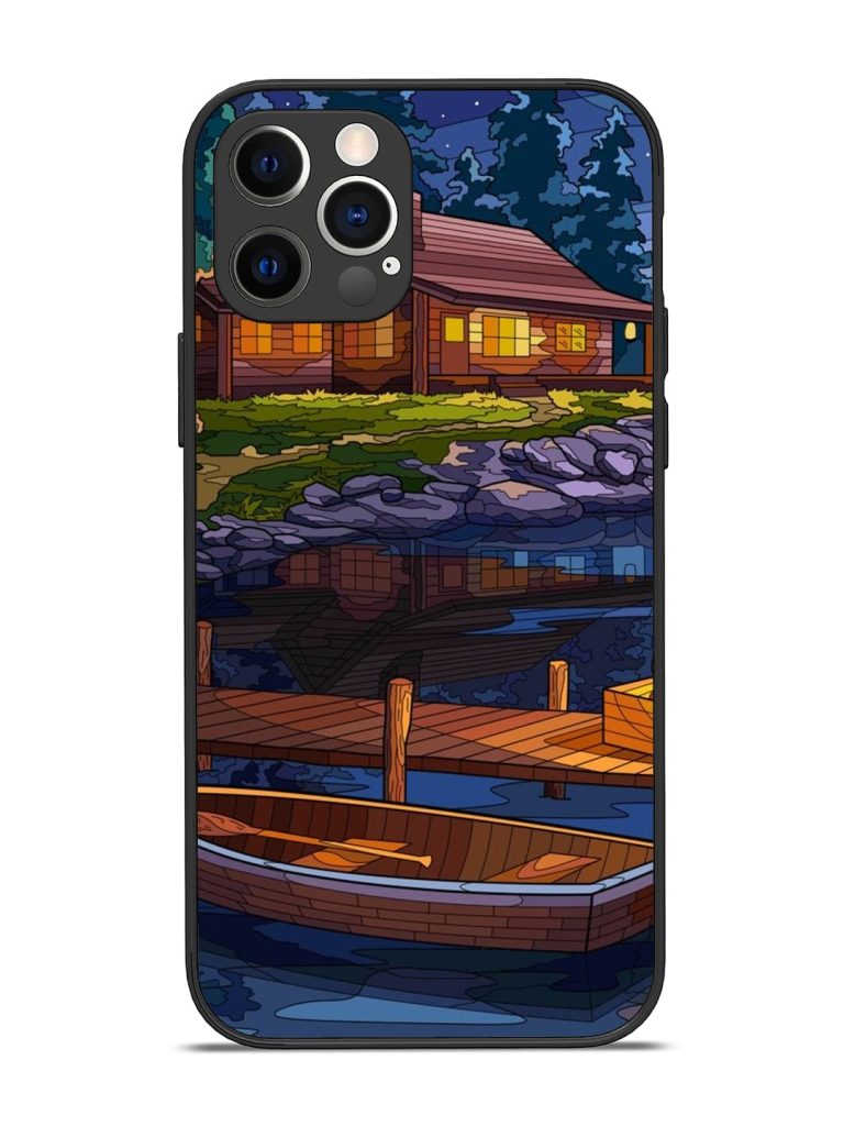 Village Night Scene Glossy Metal Phone Cover for Apple Iphone 12 Pro