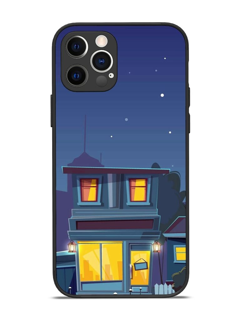 Vector Night House Glossy Metal Phone Cover for Apple Iphone 12 Pro