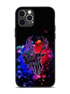 Floral Deer Art Glossy Metal Phone Cover for Apple Iphone 12 Pro