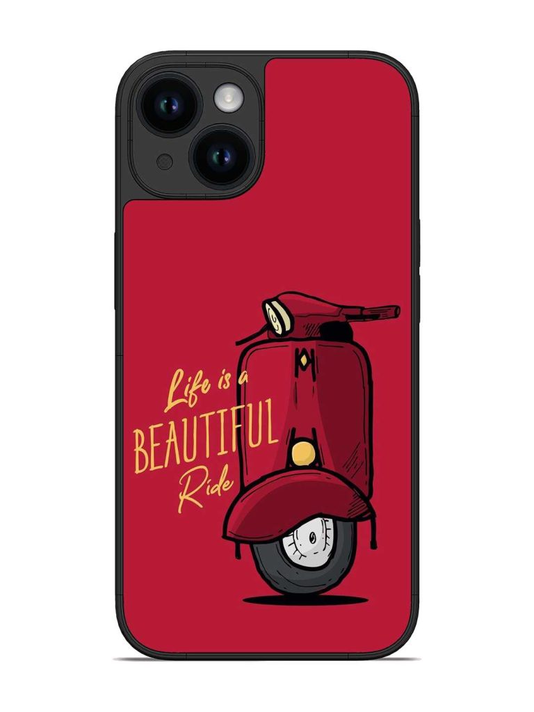 Life Is Beautiful Rides Glossy Metal Phone Cover for Apple Iphone 14