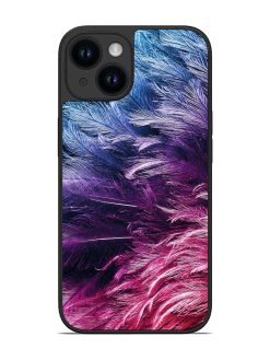 Light Grey Feather Background Glossy Metal Phone Cover for Apple Iphone 14