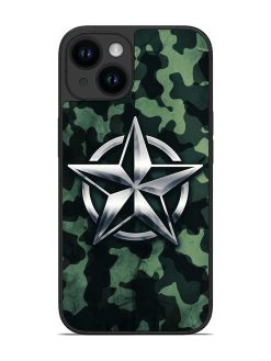 Indian Army Star Design Glossy Metal Phone Cover for Apple Iphone 14