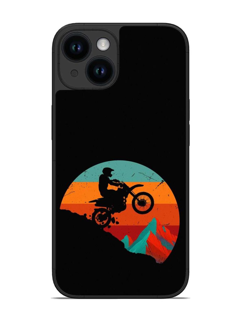 Mountain Bike Glossy Metal Phone Cover for Apple Iphone 14