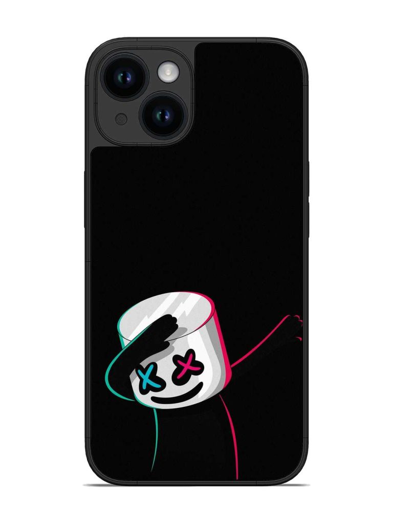 Black Marshmallow Glossy Metal Phone Cover for Apple Iphone 14