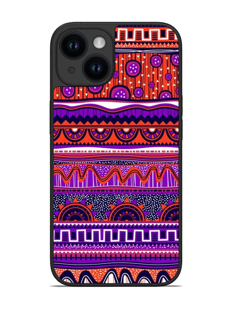 Ethnic Seamless Pattern Glossy Metal TPU Phone Cover for Apple Iphone 14