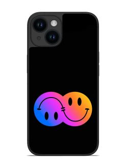 Gradient Smile Art Glossy Metal TPU Phone Cover for Apple Iphone 14
