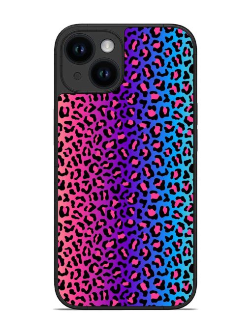 Colorful Leopard Seamless Glossy Metal Phone Cover for Apple Iphone 14 Edge Zapvi