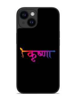 Krishna Typo Glossy Metal Phone Cover for Apple Iphone 14