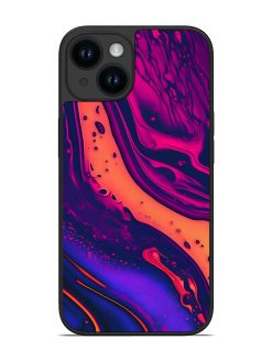 Fluid Blue Pink Art Glossy Metal Phone Cover for Apple Iphone 14