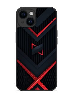 Red Gray Abstract Glossy Metal Phone Cover for Apple Iphone 14