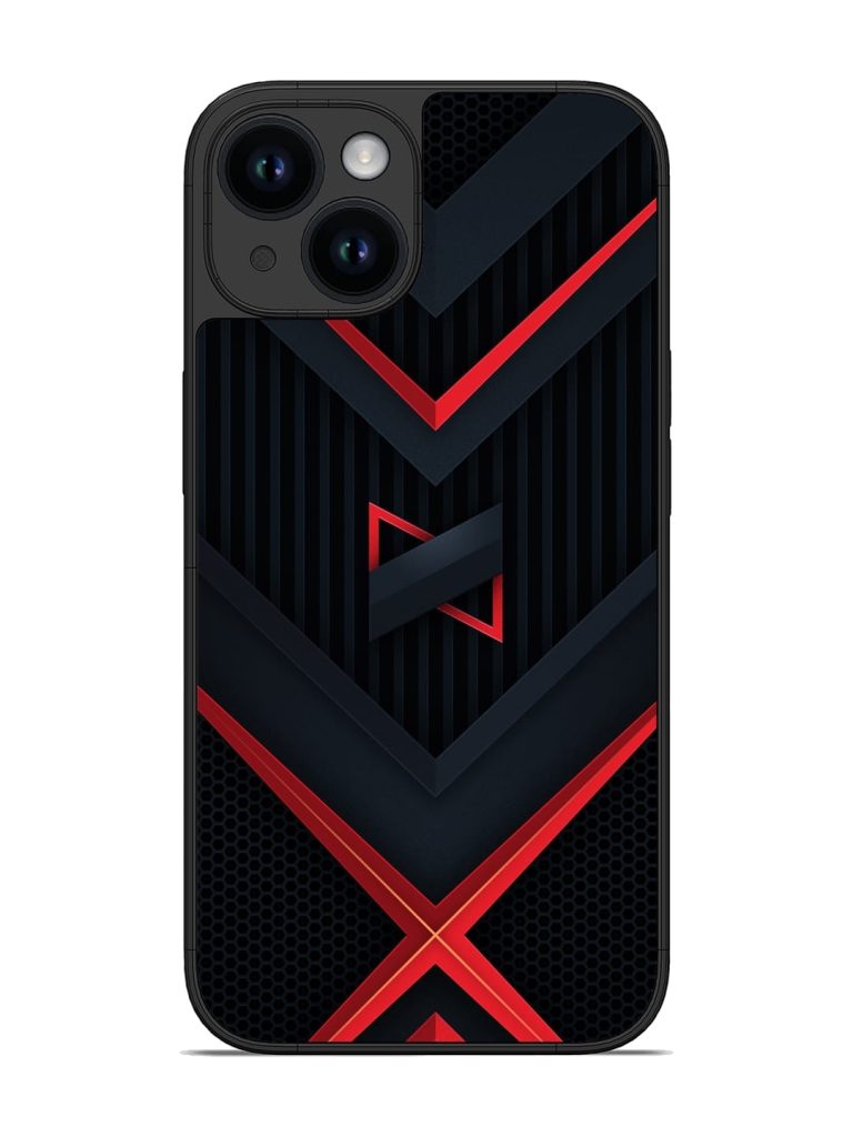 Red Gray Abstract Glossy Metal Phone Cover for Apple Iphone 14
