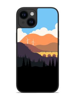 Minimal Mountain Vector Glossy Metal Phone Cover for Apple Iphone 14