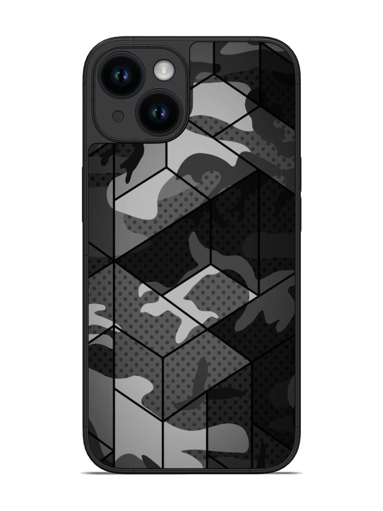 Hexagonal Pattern Glossy Metal Phone Cover for Apple Iphone 14