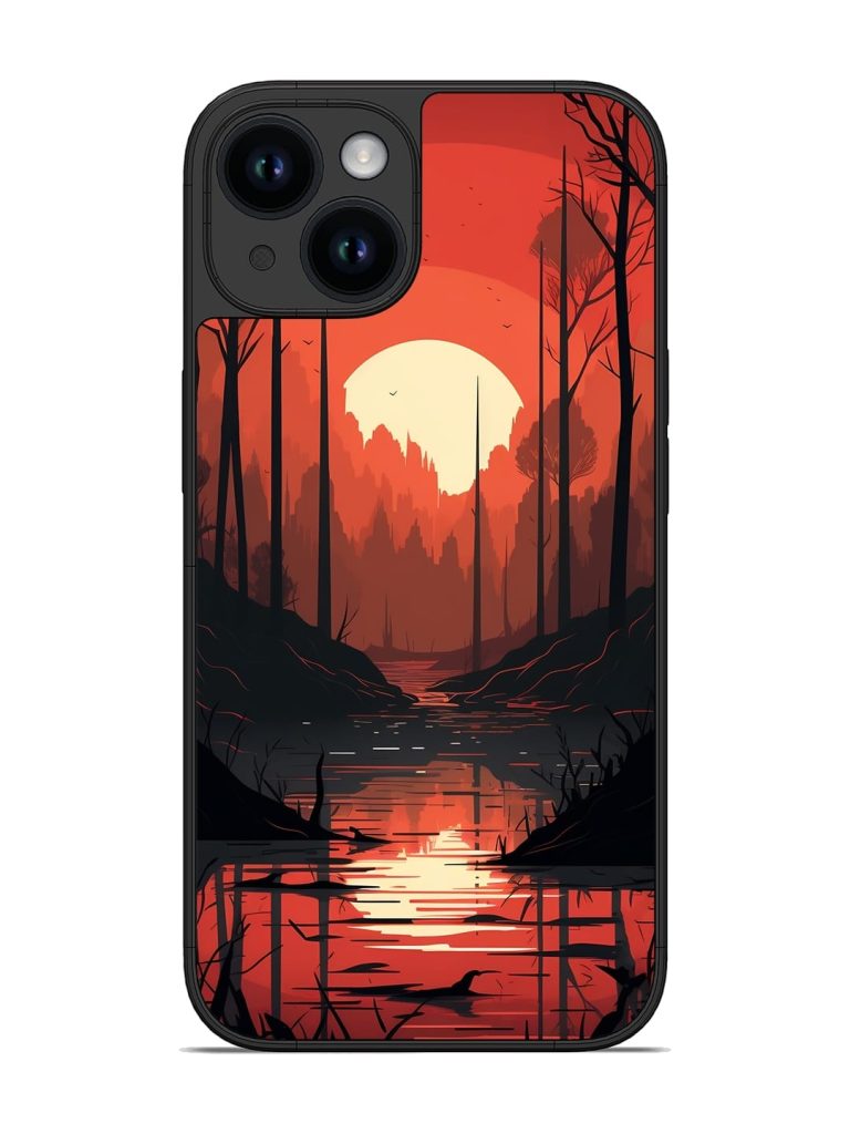 Natural Landscape Glossy Metal Phone Cover for Apple Iphone 14
