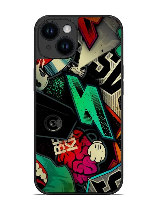 Graffiti Art Glossy Metal Phone Cover for Apple Iphone 14 Edge Zapvi